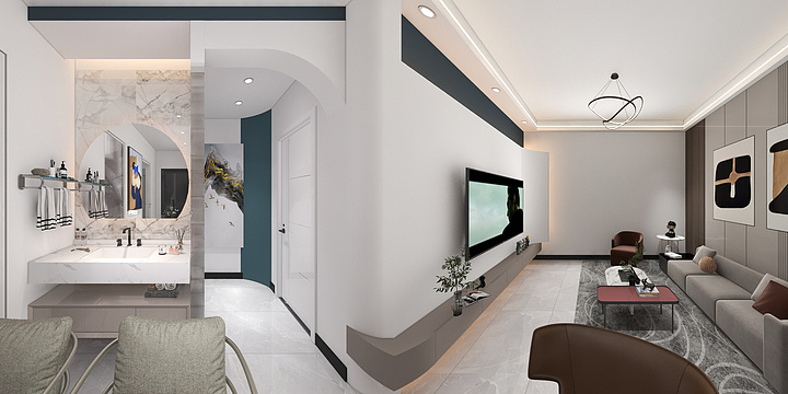 室内设计丨陈先森-城郊一号现代全景图-装修设计方案