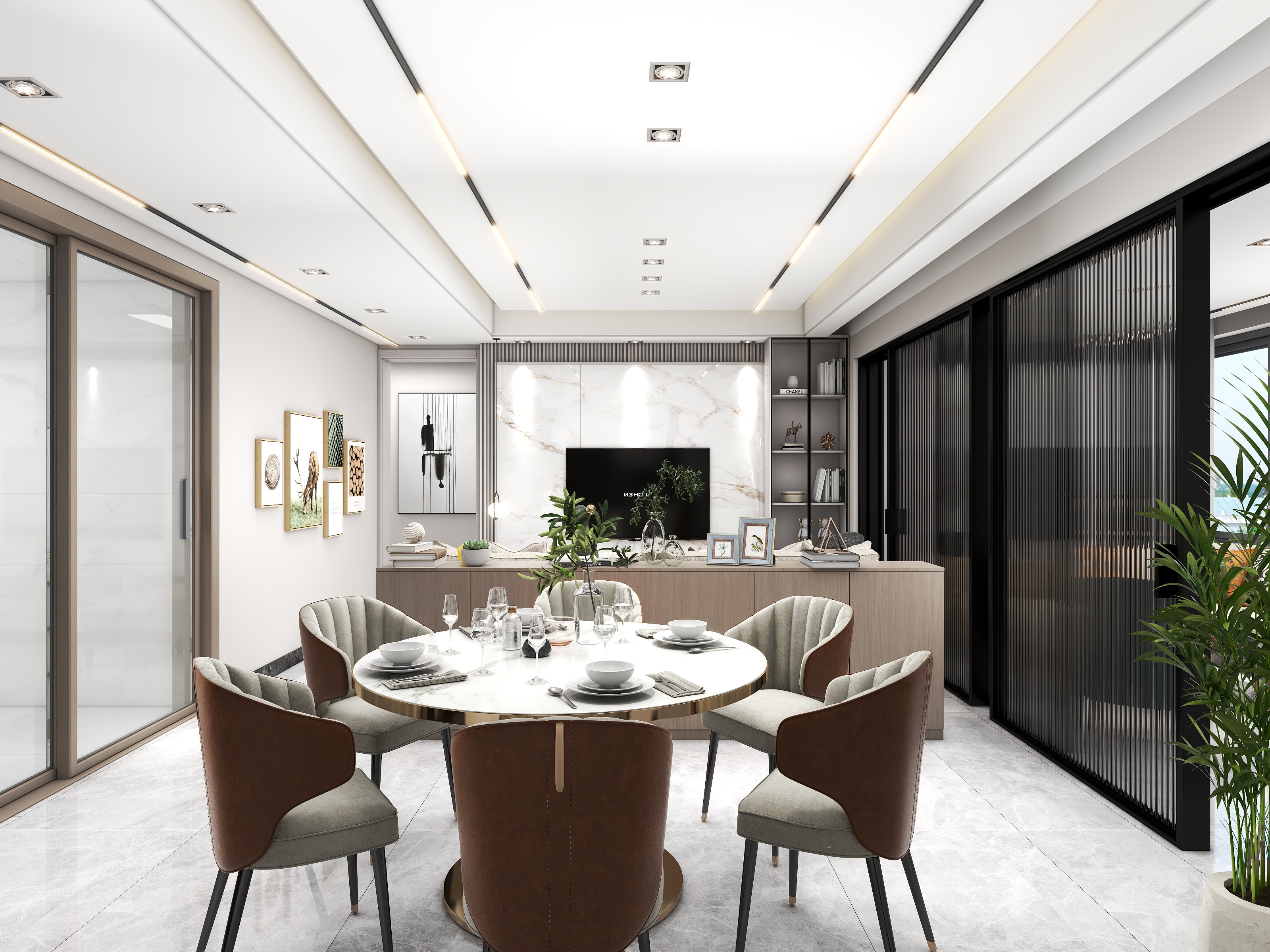 吴铭设计事务所吴铭-海翔云湖141㎡5室装修效果图