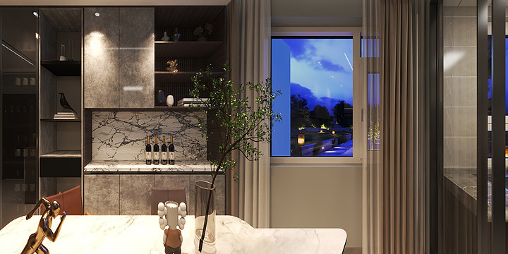 设计师王鹤盟-113平米三室两厅一厨一卫-装修设计方案