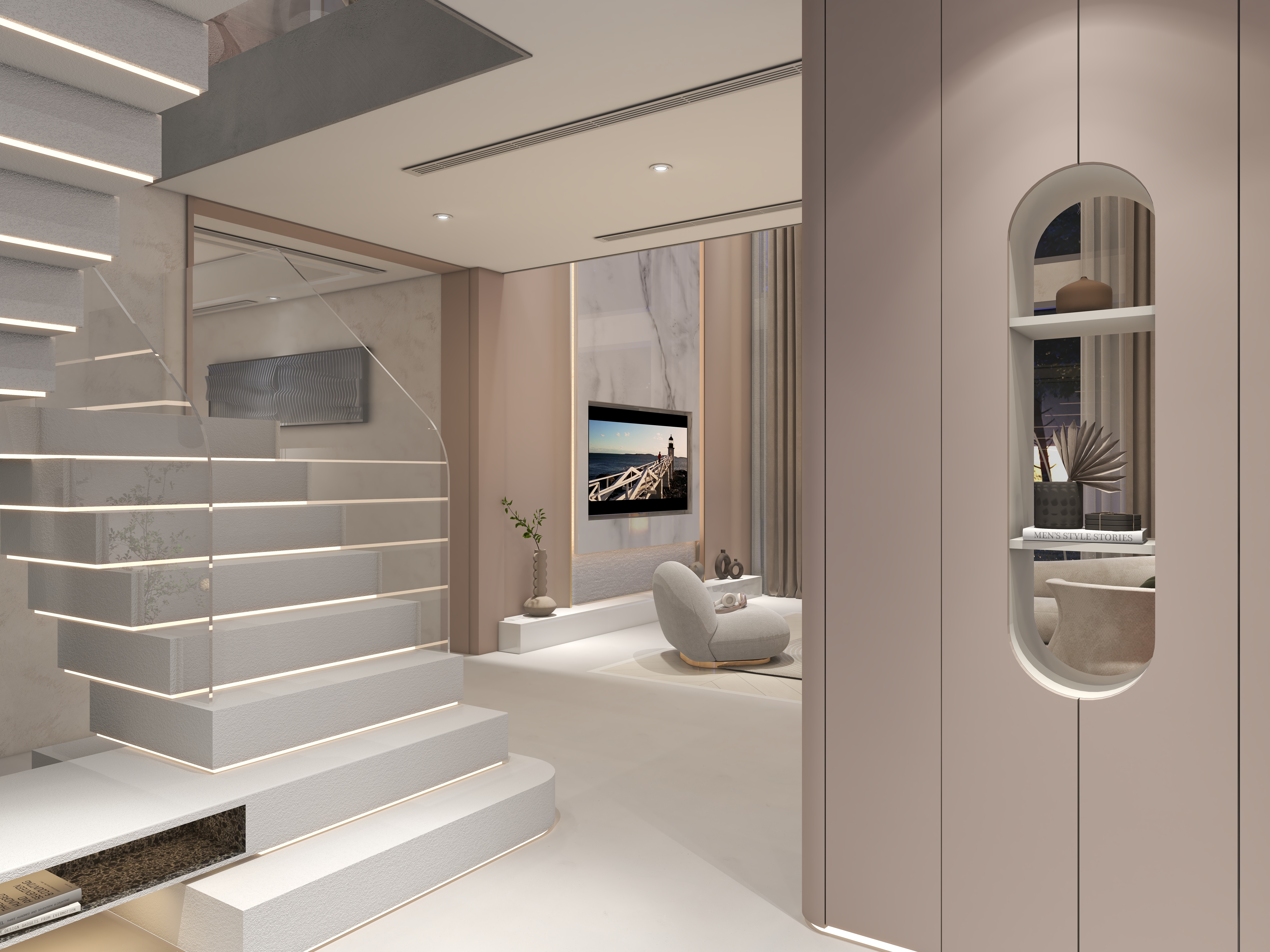 卫都装饰--复式别墅-奶油观现代观微水泥公主粉调180-装修设计方案