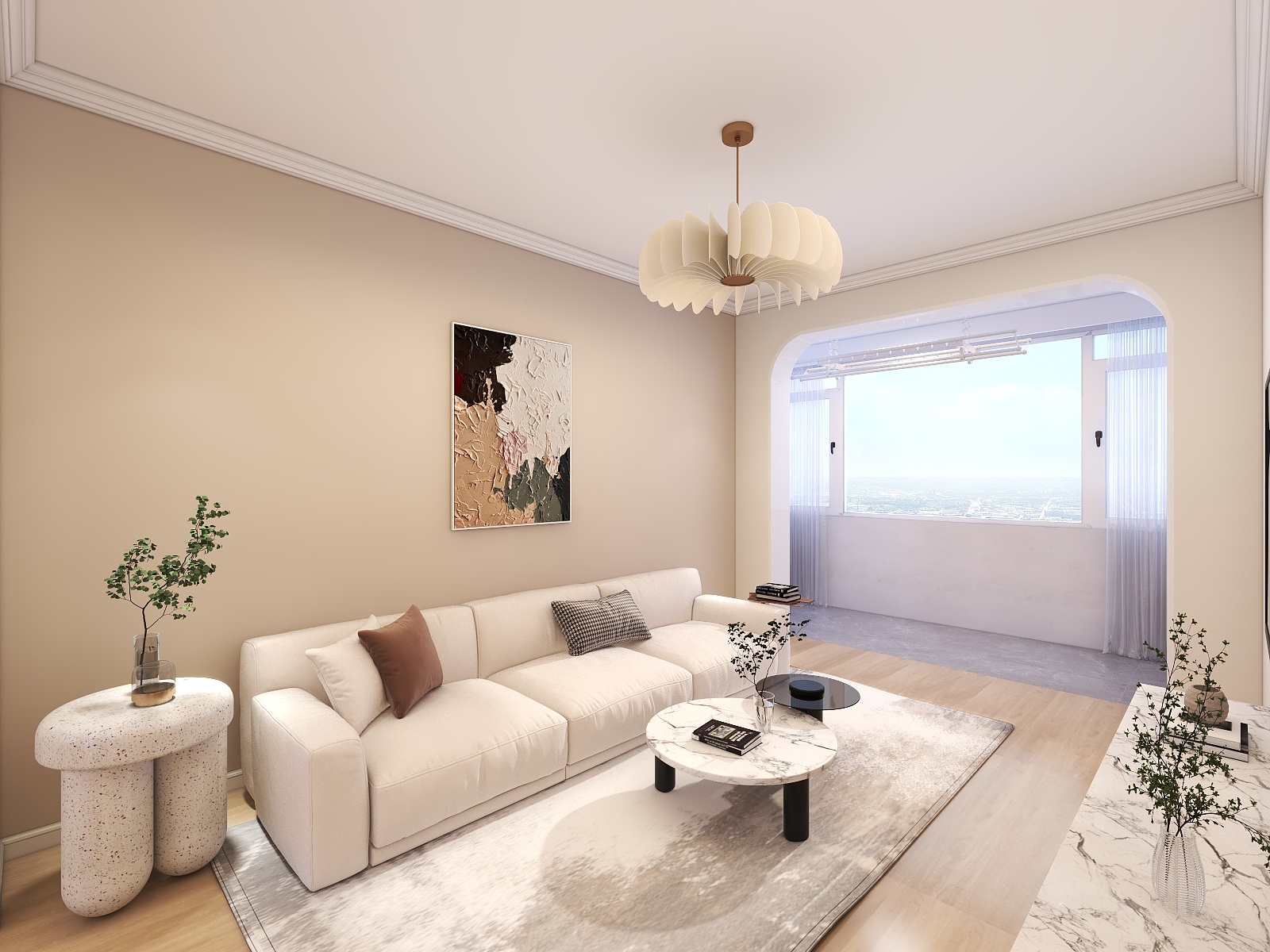 木弈乐-两房原木奶油风装修效果图