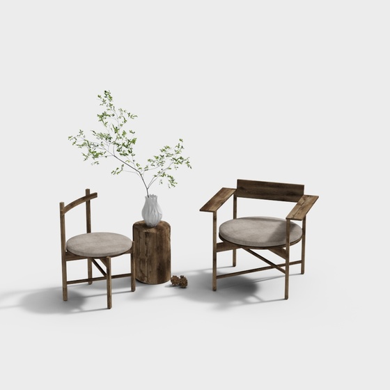 Wabi-Sabi Lounge Chair and Table Set