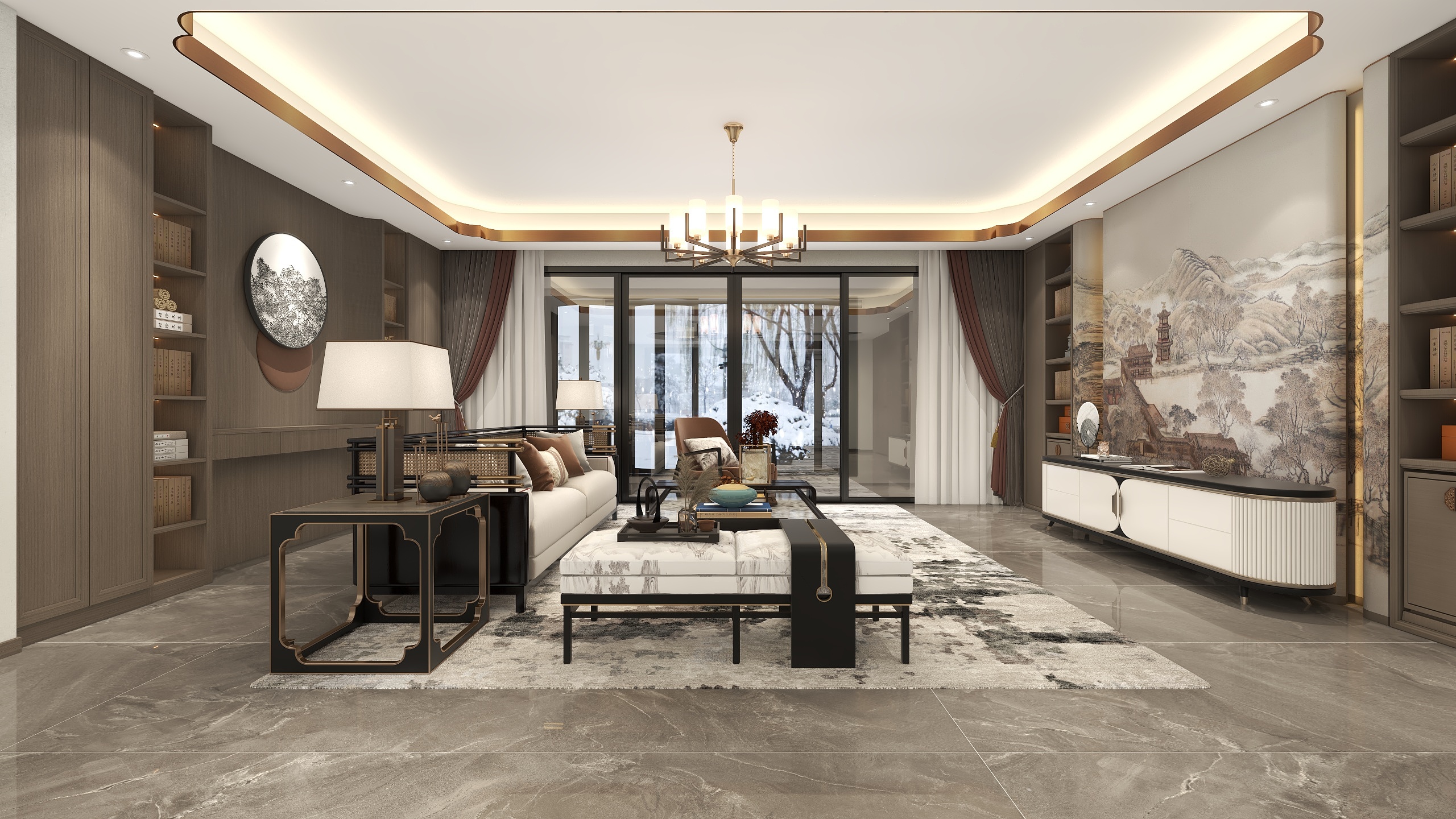 誉境|ArtDesign-《落雪无痕》新中式风格|149m²四居装修效果图