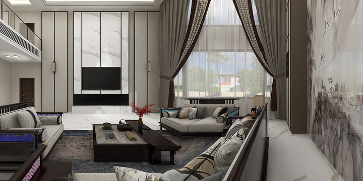 1MENG-纳兰雅居别墅1层-装修设计方案