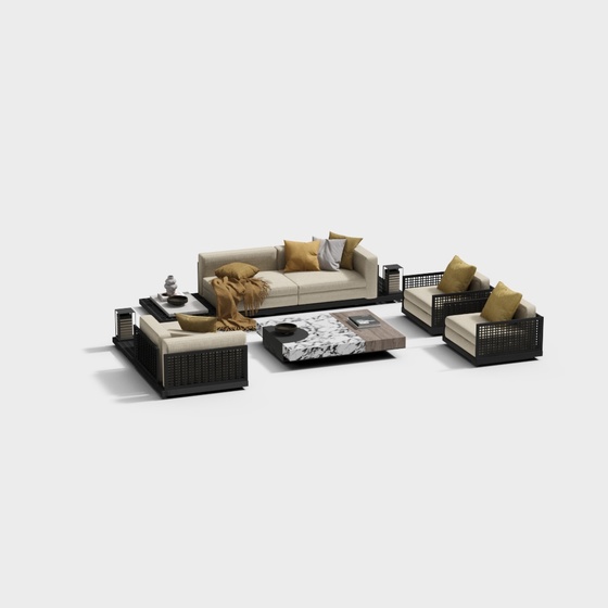 Modern Outdoor Sofa and Coffee Table Set