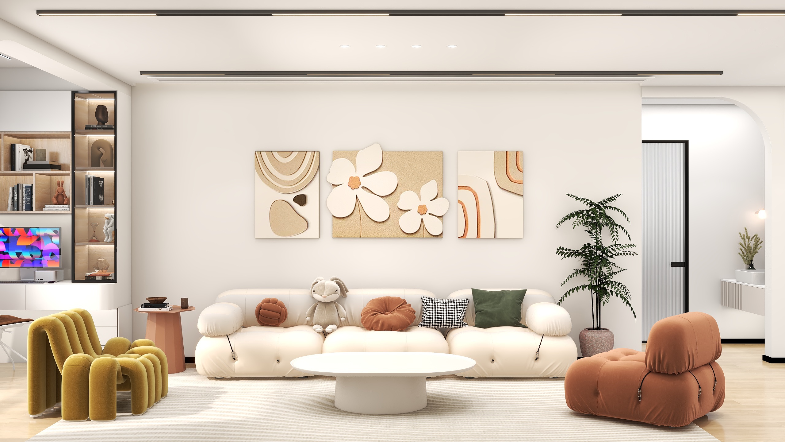 北宸123-奶油现代简约三室方案-装修设计方案