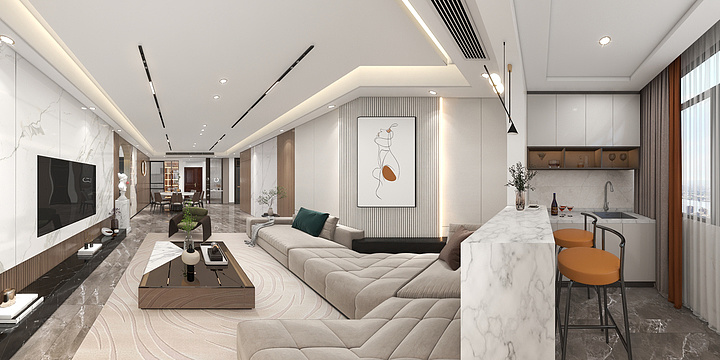 蓝色lanse-机关事务管理局-3#01户-现代风格-装修设计方案