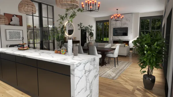 My business does bespoke styling for furnishings, paint, flooring, kitchens and bathrooms. This was a Kitchen & Open Livings space design with materials list. The look is Modern, with Contemporary & Industrial styling. He wanted the home to be both utilised as a home but also possibilites as a rental.