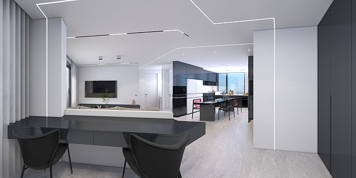 室内设计McEI-【现代极简】桃李春风90㎡一居室-装修设计方案