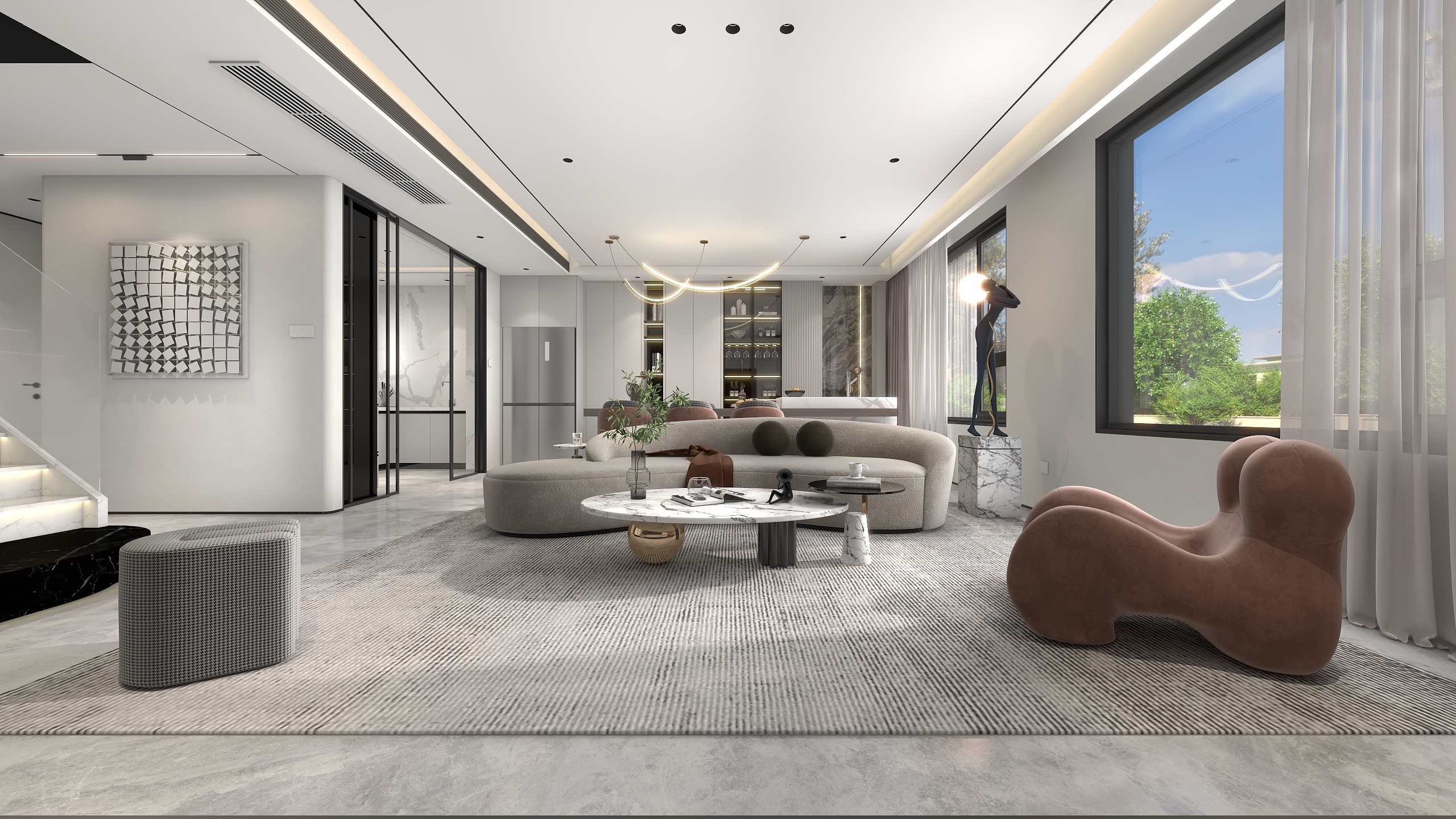 誉境|ArtDesign-《人体艺术》观江院子现代极简风格叠墅设计装修效果图