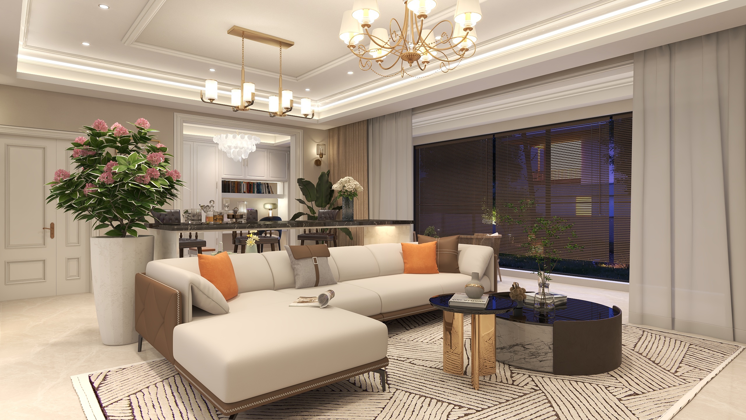 杨伟强-美式125㎡3室装修效果图