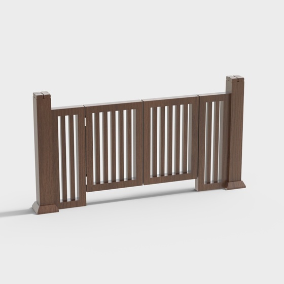 Gray Fence Guardrail 3D Model