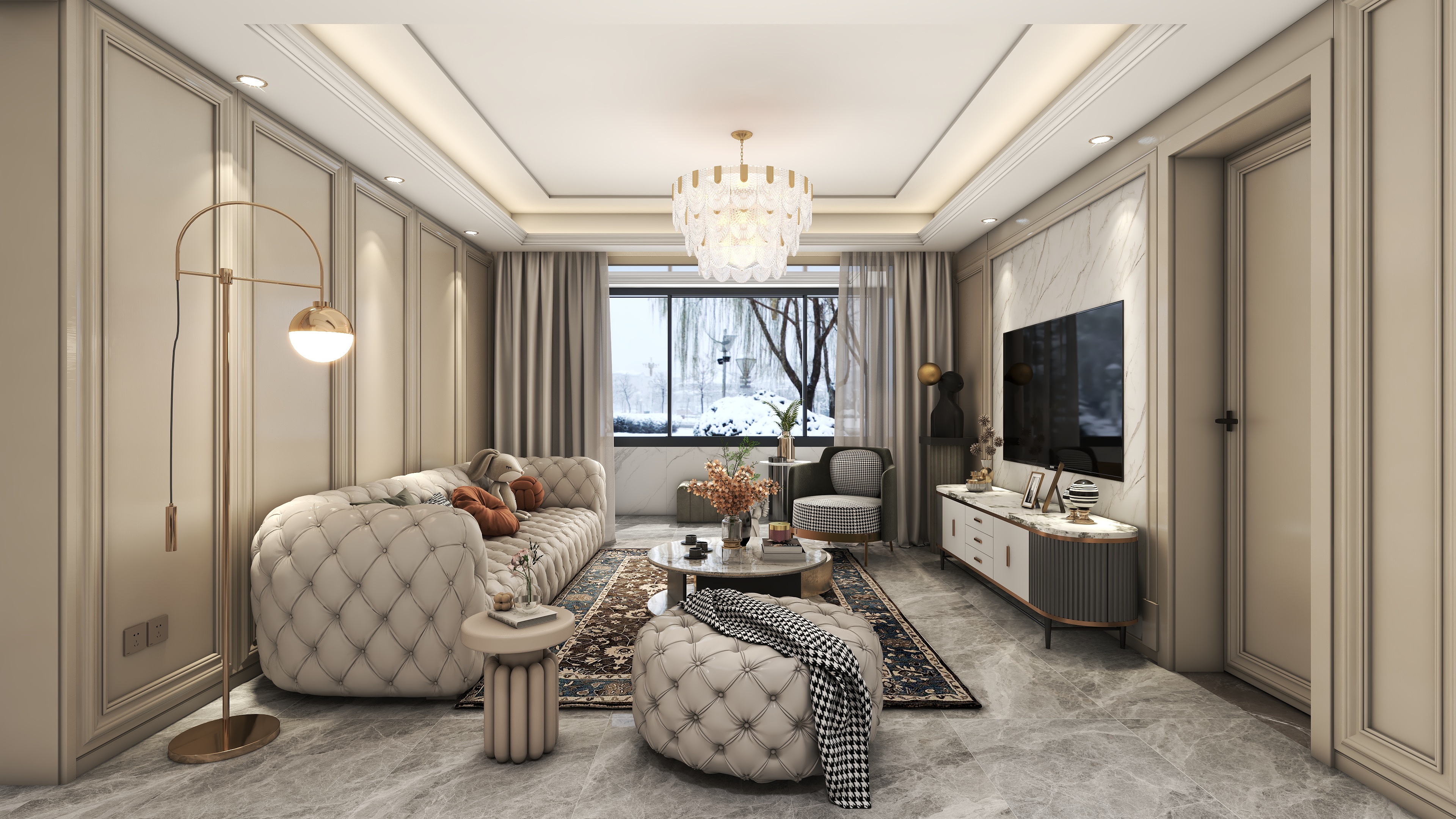 BEIYAN-DESIGN-【美式轻奢】唐柠府118平三居室装修效果图