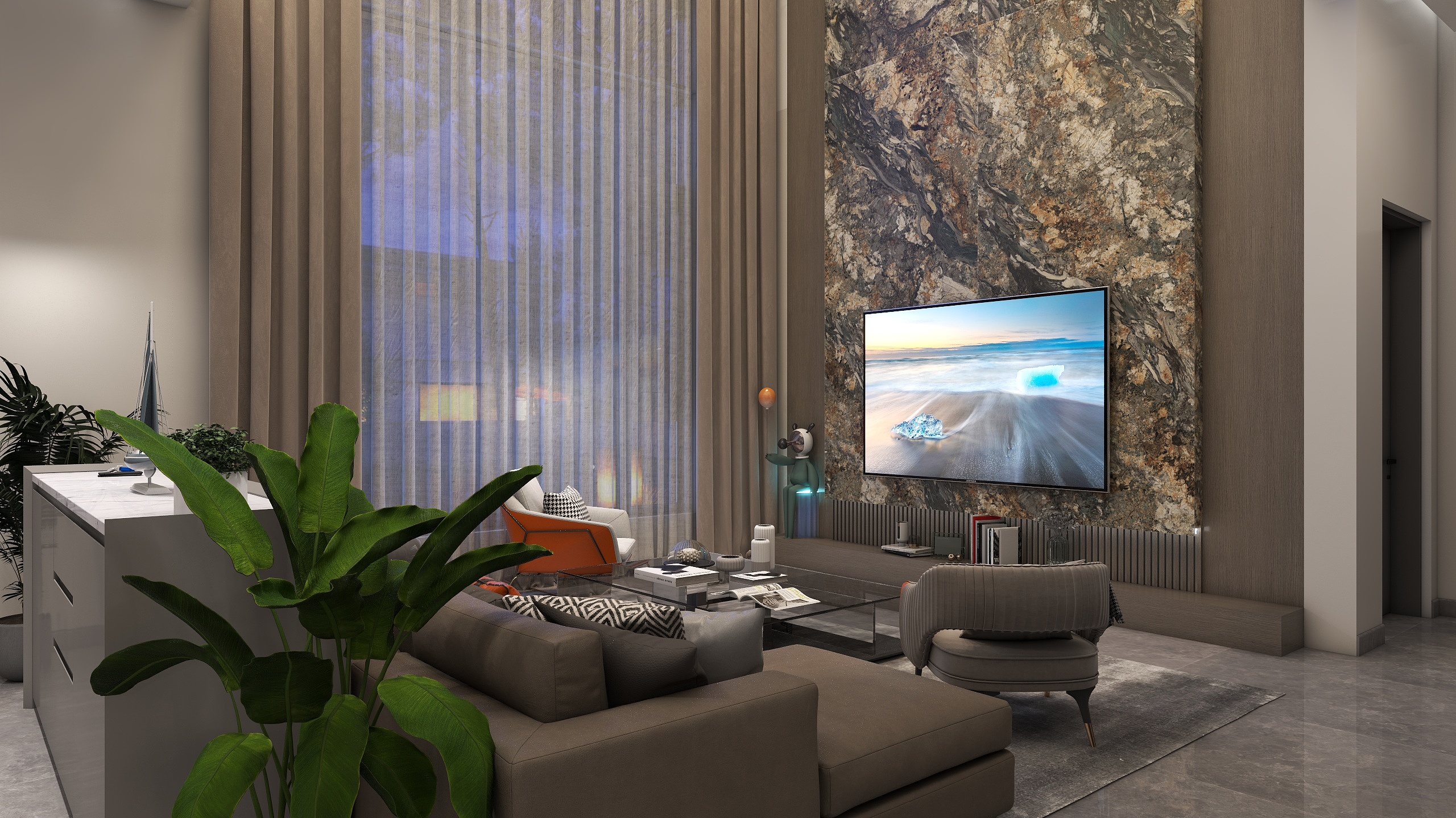 龙游蒙娜丽莎瓷砖-轻奢风格挑空别墅-装修设计方案