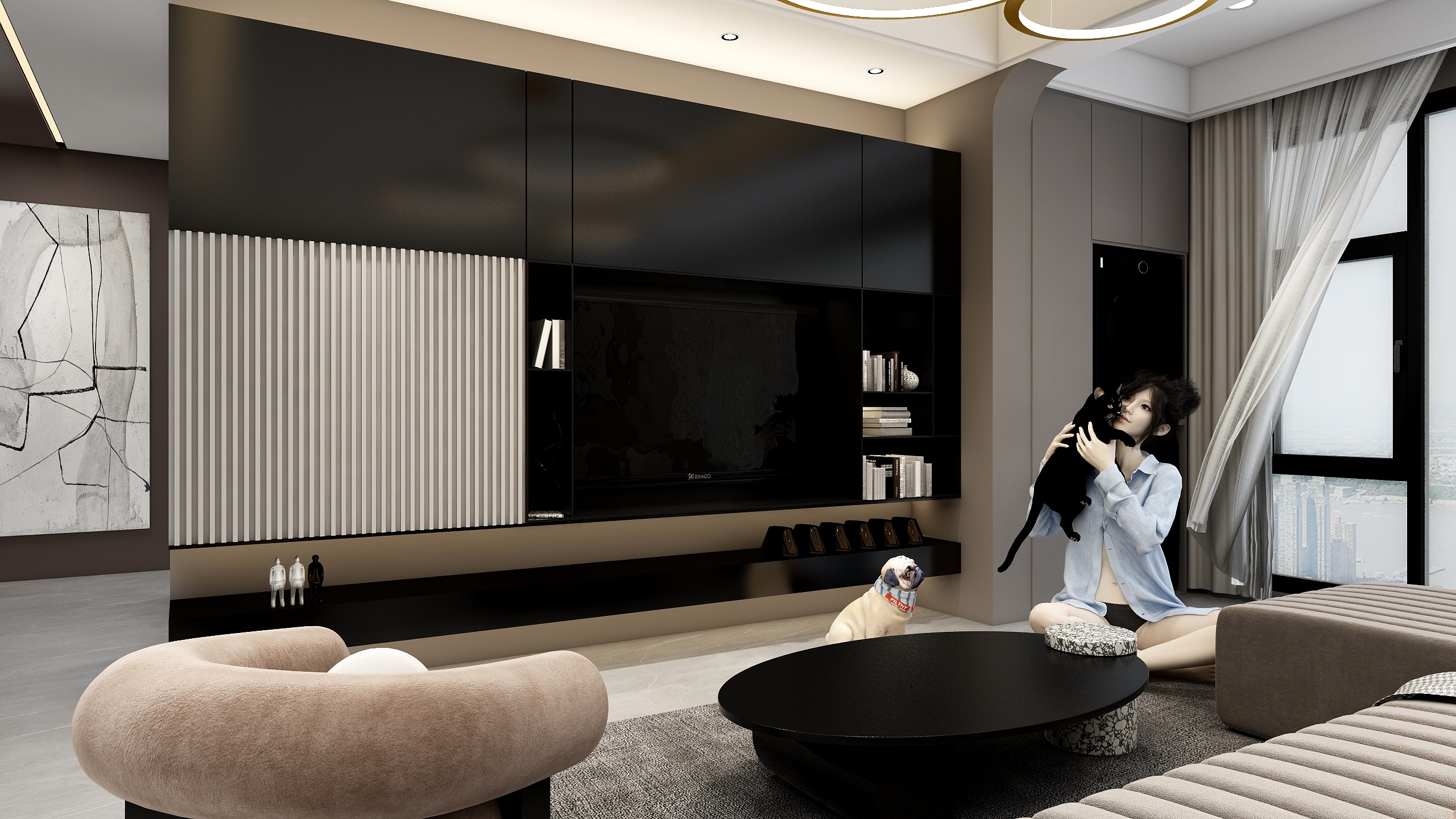 王杰-正黄·翡翠堂105㎡装修效果图