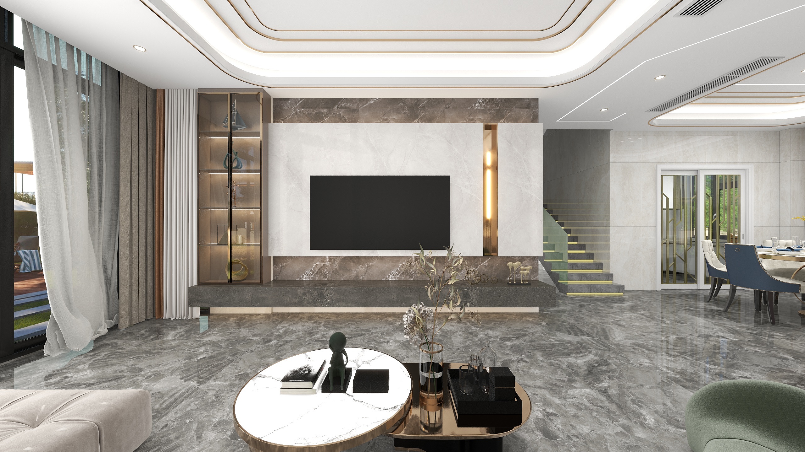 韦永光-264m²轻奢风格别墅设计-装修设计方案