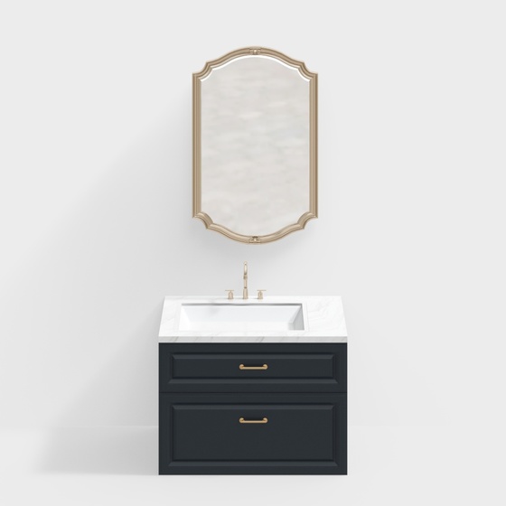 French Bathroom Cabinet 3D Model in Black