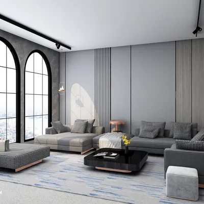 Contemporary Gray Living Room with Minimalist Decor