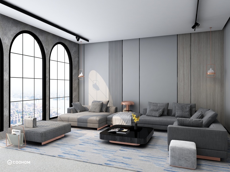 Contemporary Gray Living Room with Minimalist Decor