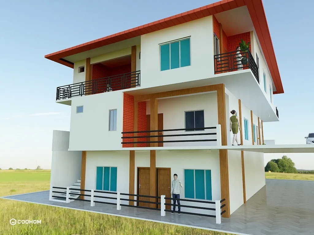 MONUJ KHANAL的装修设计方案:Modern triplex House