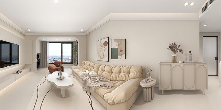 李工设计师-奶油风小户型，好看又实用-装修设计方案