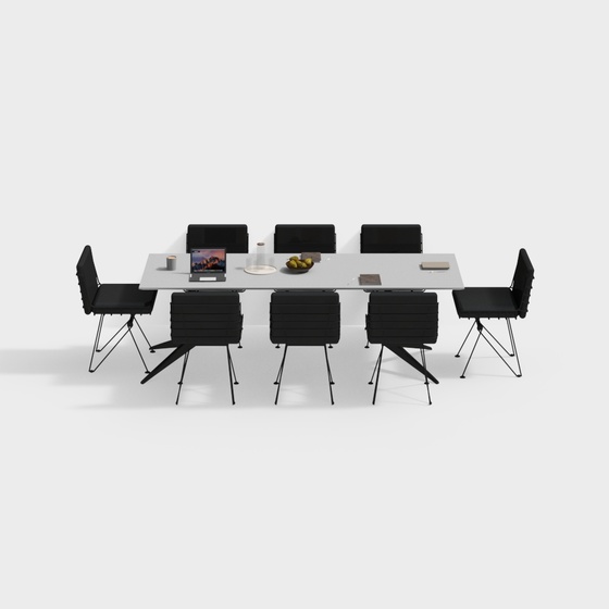 Modern Black Conference Tables and Chairs 3D Model