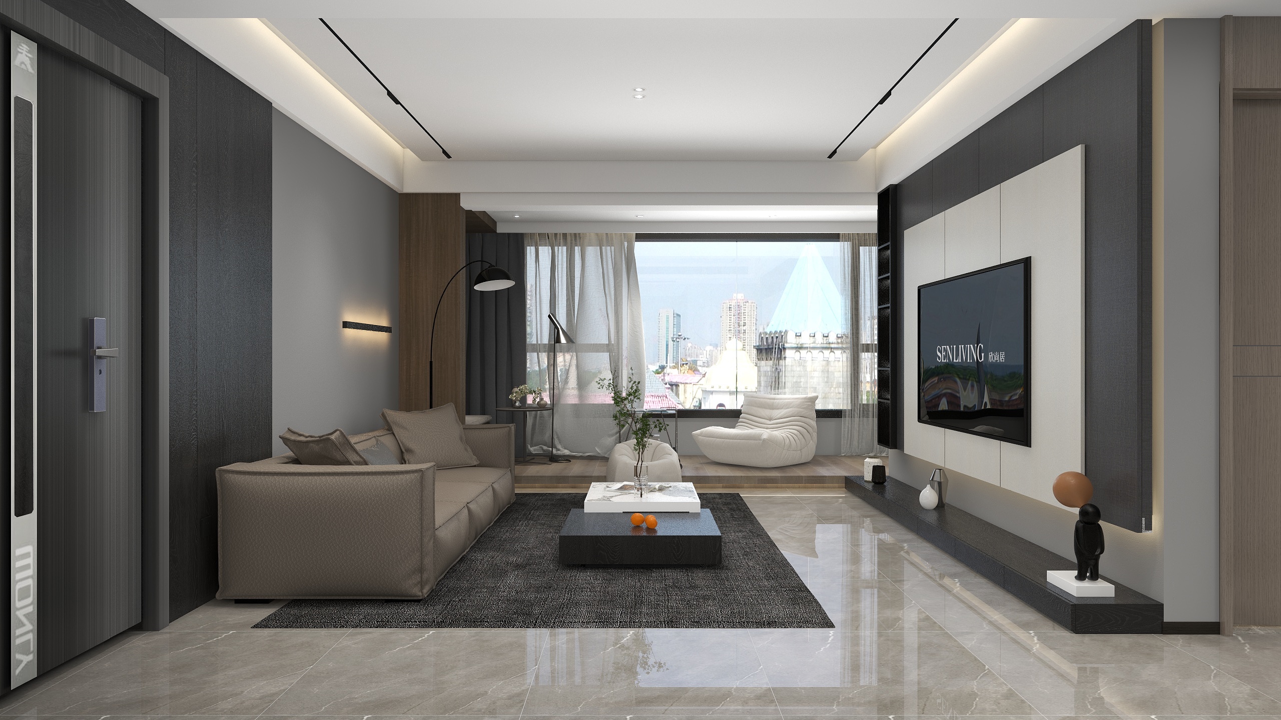 张煜强煜境设计-130平米现代轻奢四房装修效果图