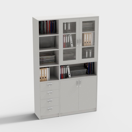 Modern Filing Cabinet 3D Model in Gray