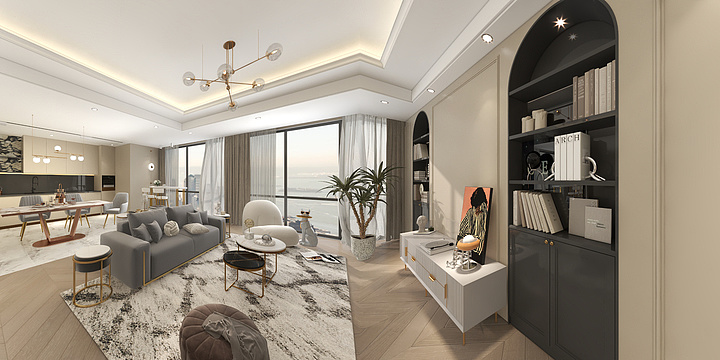 闪现的杰怡-奶油风客厅180-装修设计方案