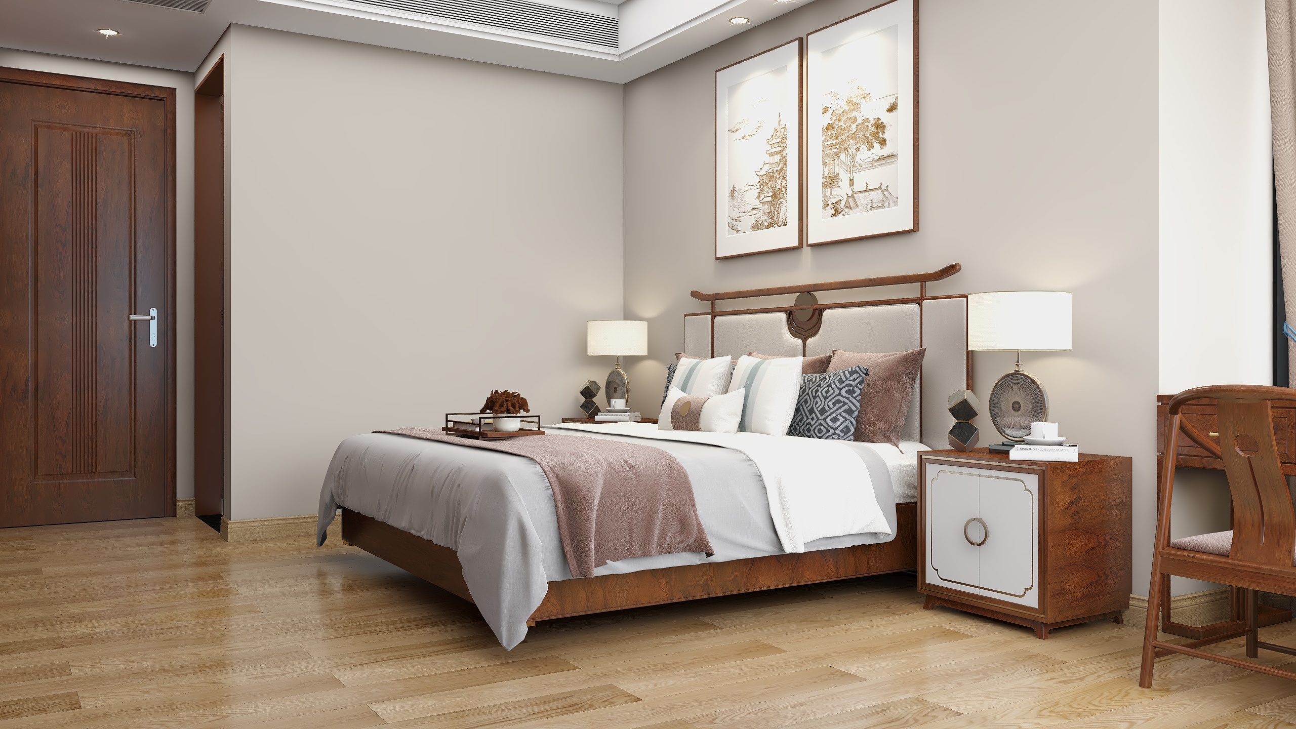 装修设计陈先生-162大平层   五房二厅一厨二卫  新中式装修效果图