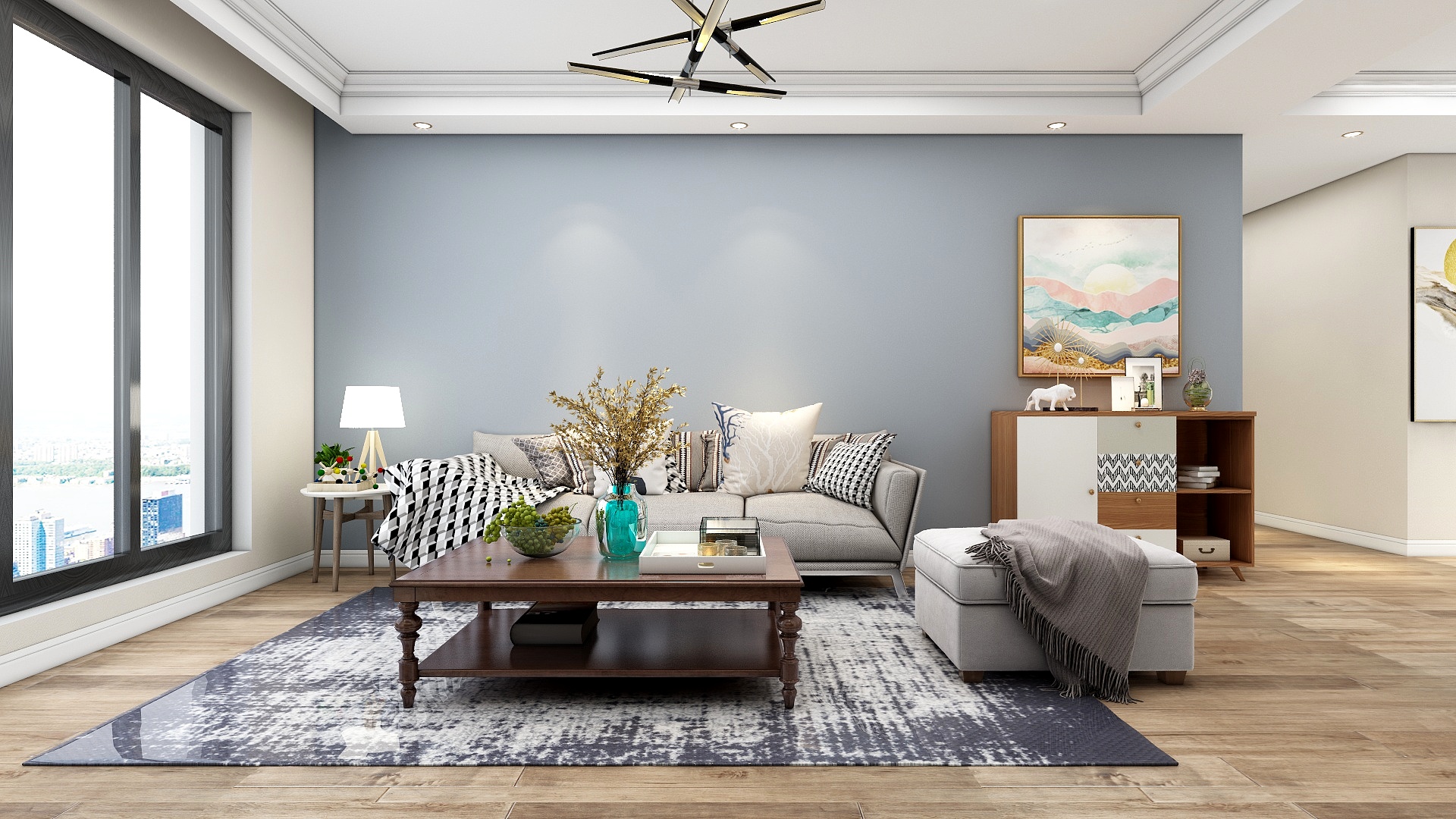 100元设计方案-99平米现代简约风格两室装修效果图