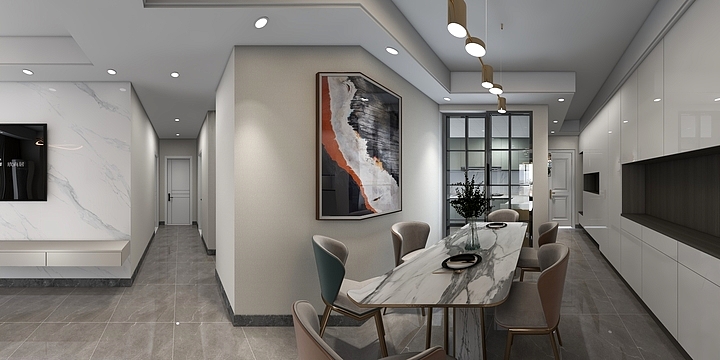 煤球效果图代画-现代简约风-装修设计方案