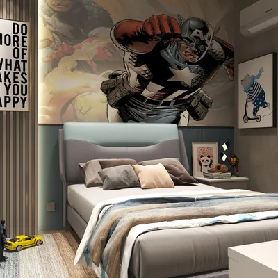 Superhero Kids Room with Blue & Gray Decor