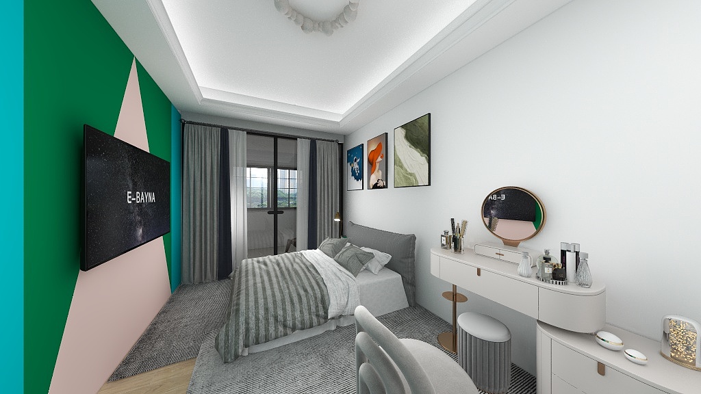 TaiHH-卧室背景墙吊顶-装修设计方案