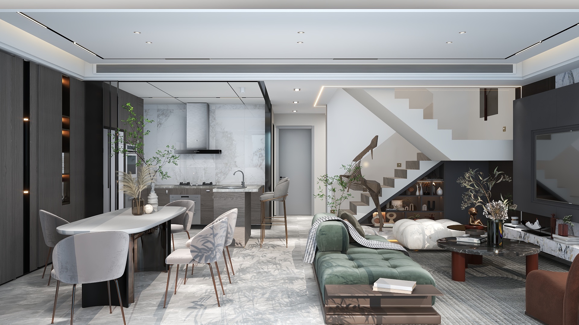 梵间老郭-翡翠公园现代复式180-装修设计方案