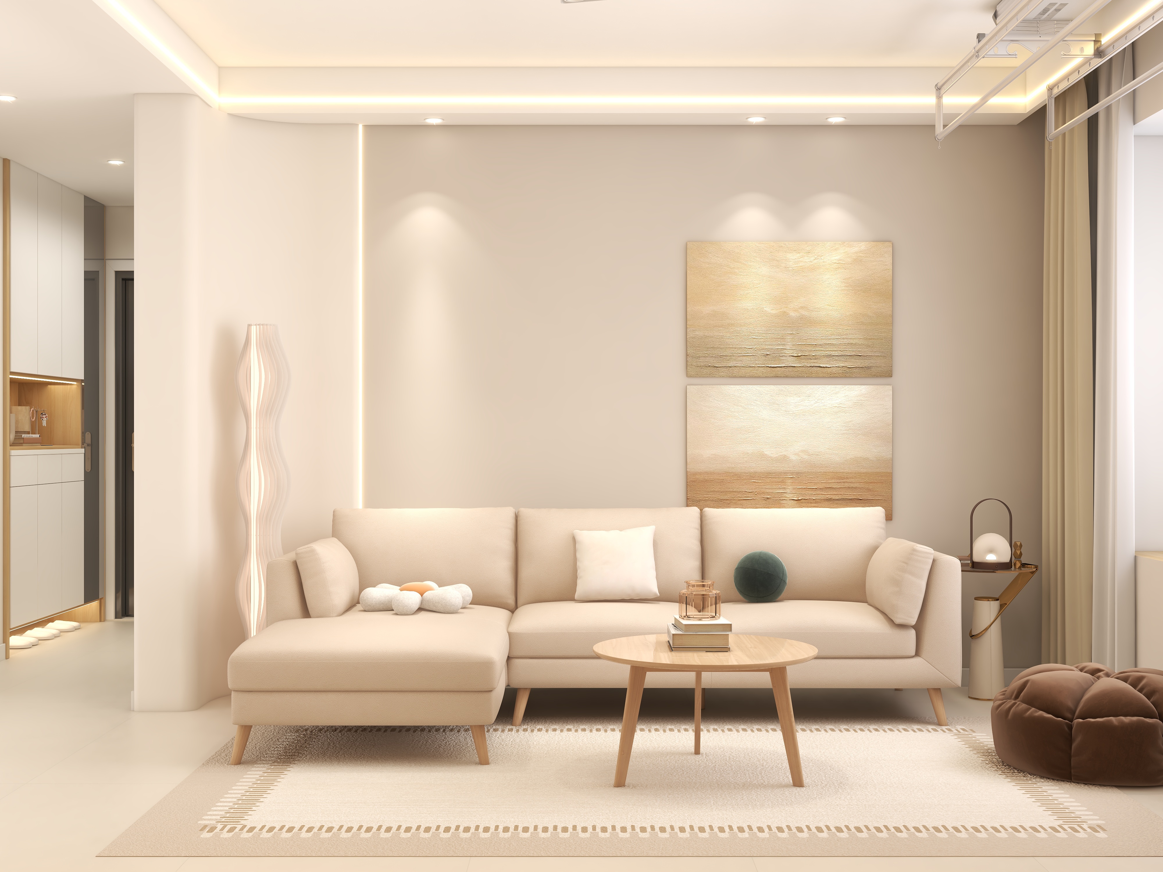 李佳洋-中海熙岸-奶油原木风装修效果图