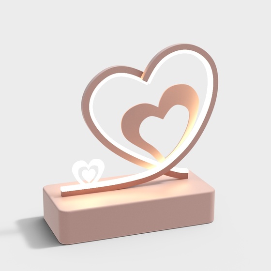 Pink Modern Love Night Light 3D Model