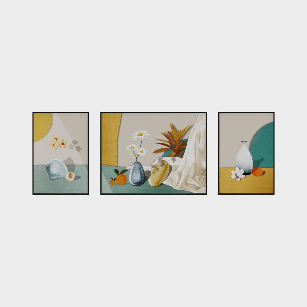 龙匠饰家-北欧现代简约系列-2+1组合装饰画-SLH-7177