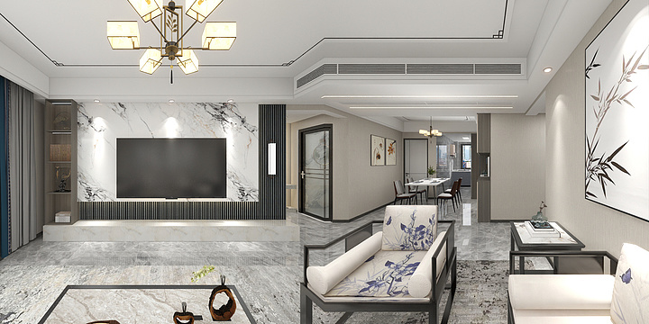 全案设计师李超-107m²-新中式-3室-装修设计方案