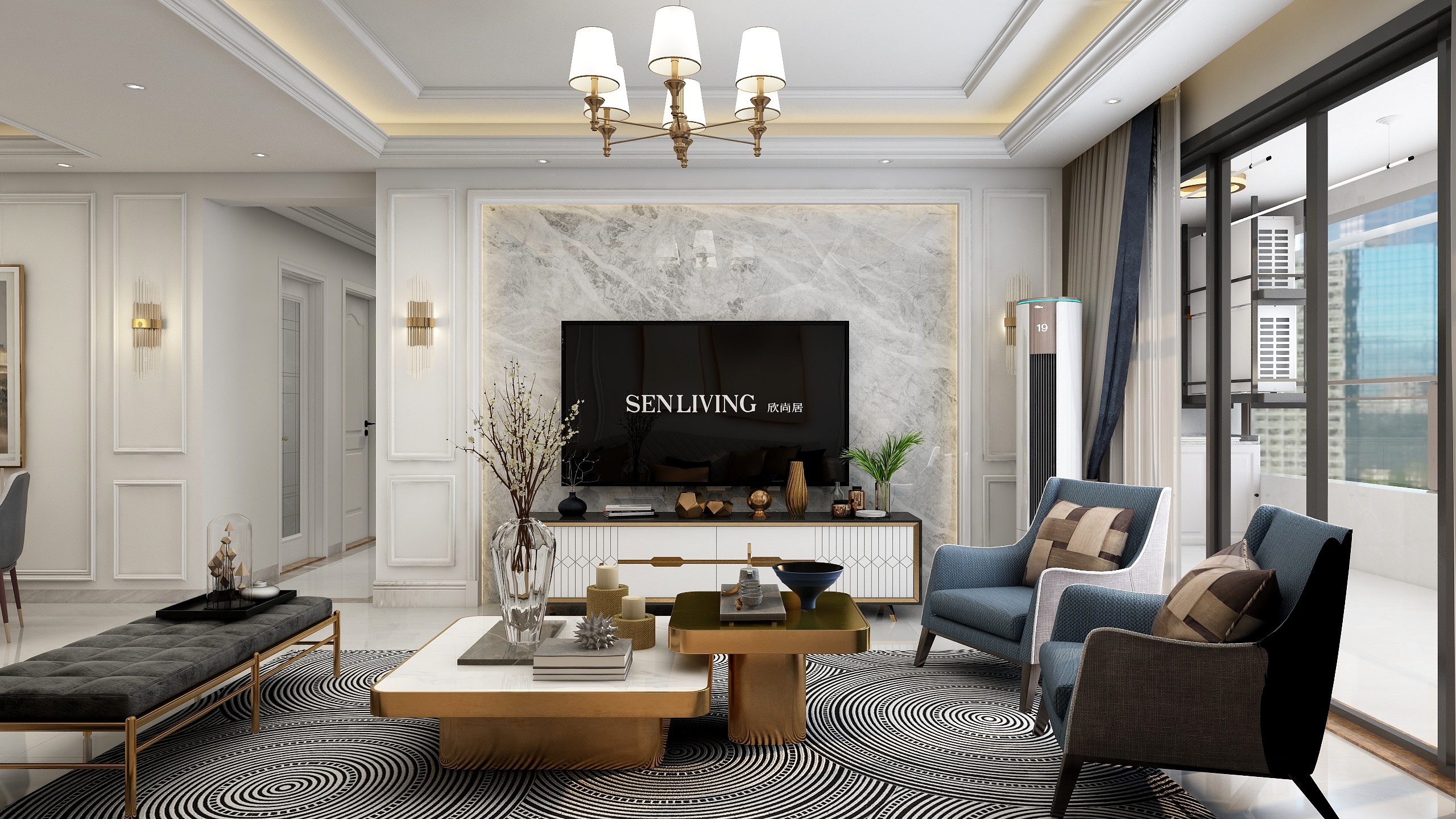 张煜强煜境设计-160平米现代简欧四房装修效果图