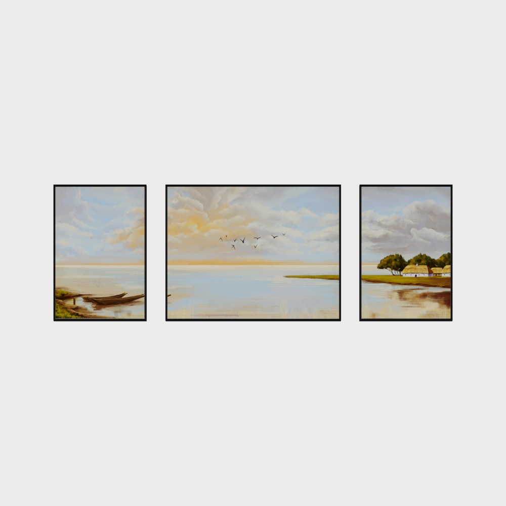 龙匠饰家-北欧现代简约系列-2+1组合装饰画-SLH-7187