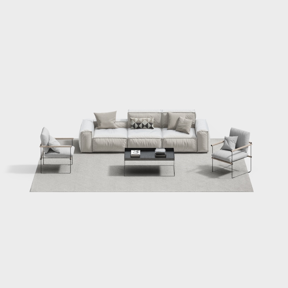 现代白色组合沙发