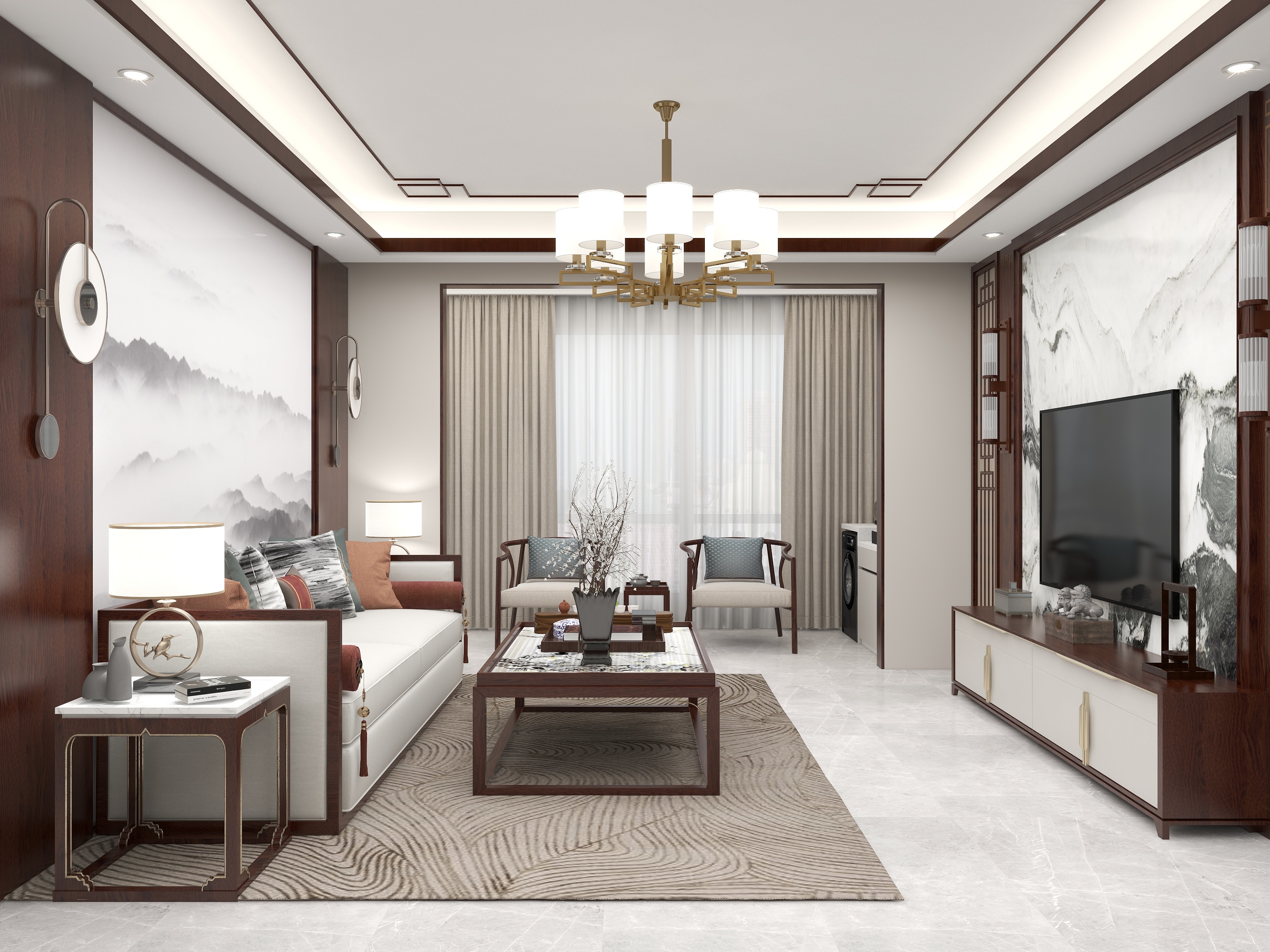 壹诺设计工作室-新中式装修效果图