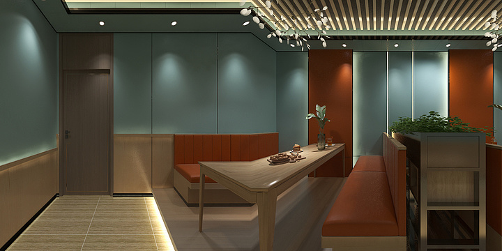 西安经营部童锋-银川南海客户餐厅效果图-装修设计方案