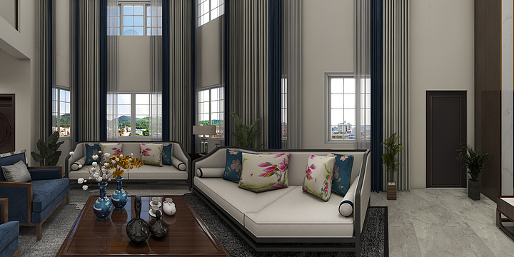 龙游蒙娜丽莎瓷砖-138平方新中式别墅-装修设计方案