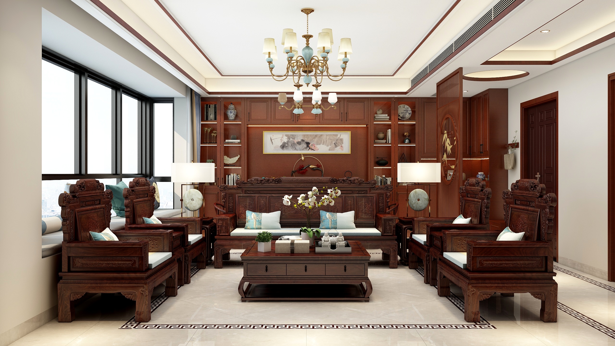 李立猛-新中式120㎡4室装修效果图