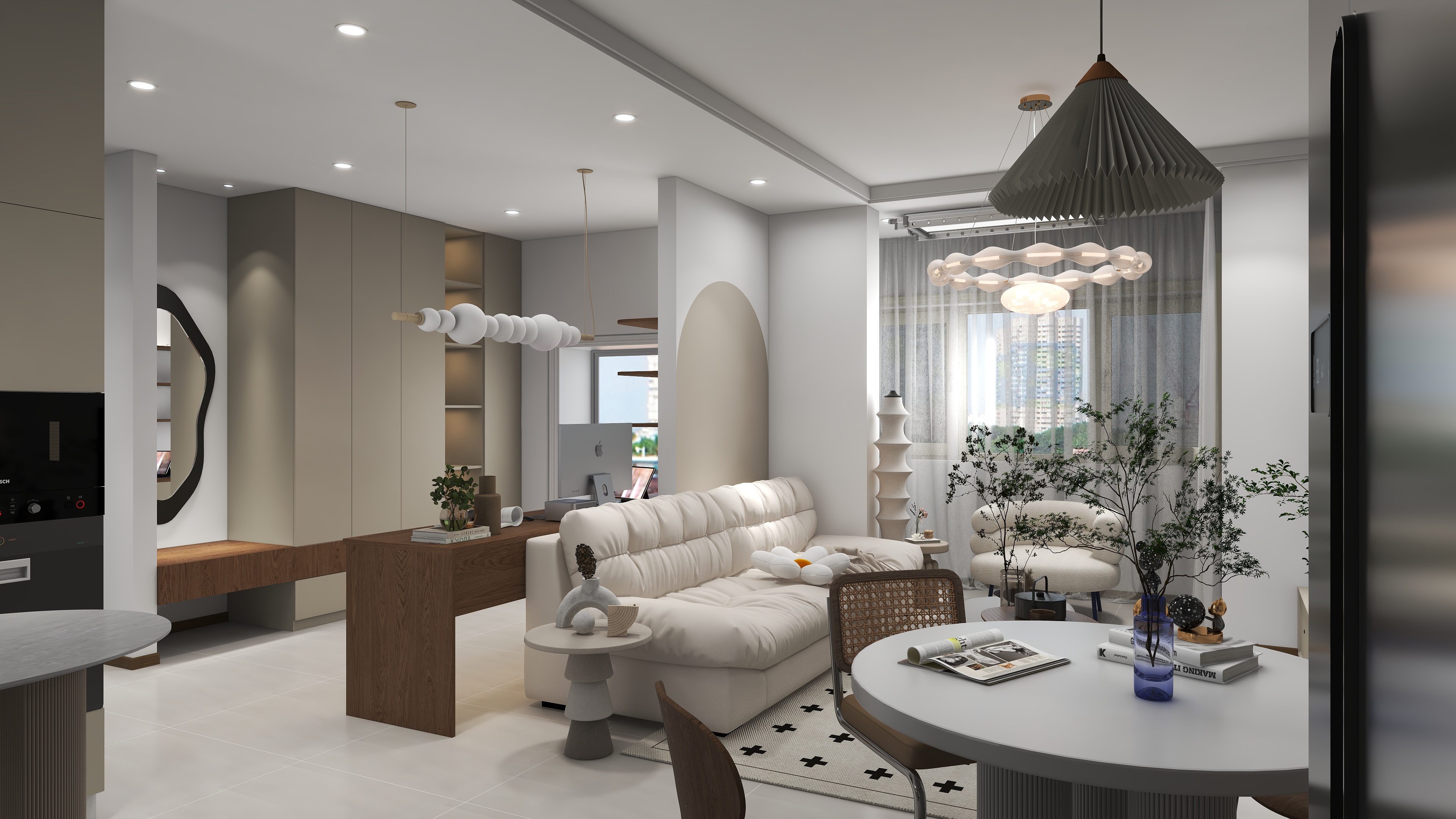 鑫海森装饰-奶油风|80平三室改两室-装修设计方案