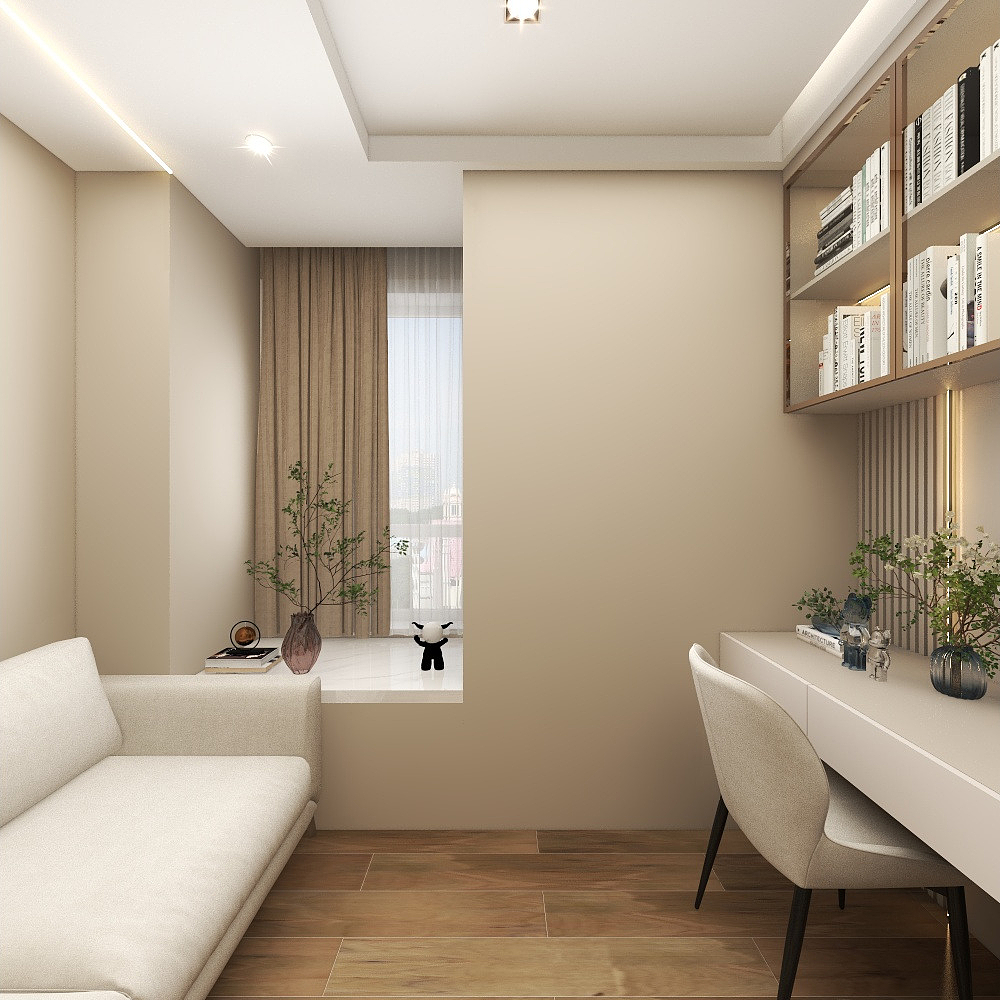 壹诺设计工作室-112㎡4室-现代简约 一层书房装修效果图第3张