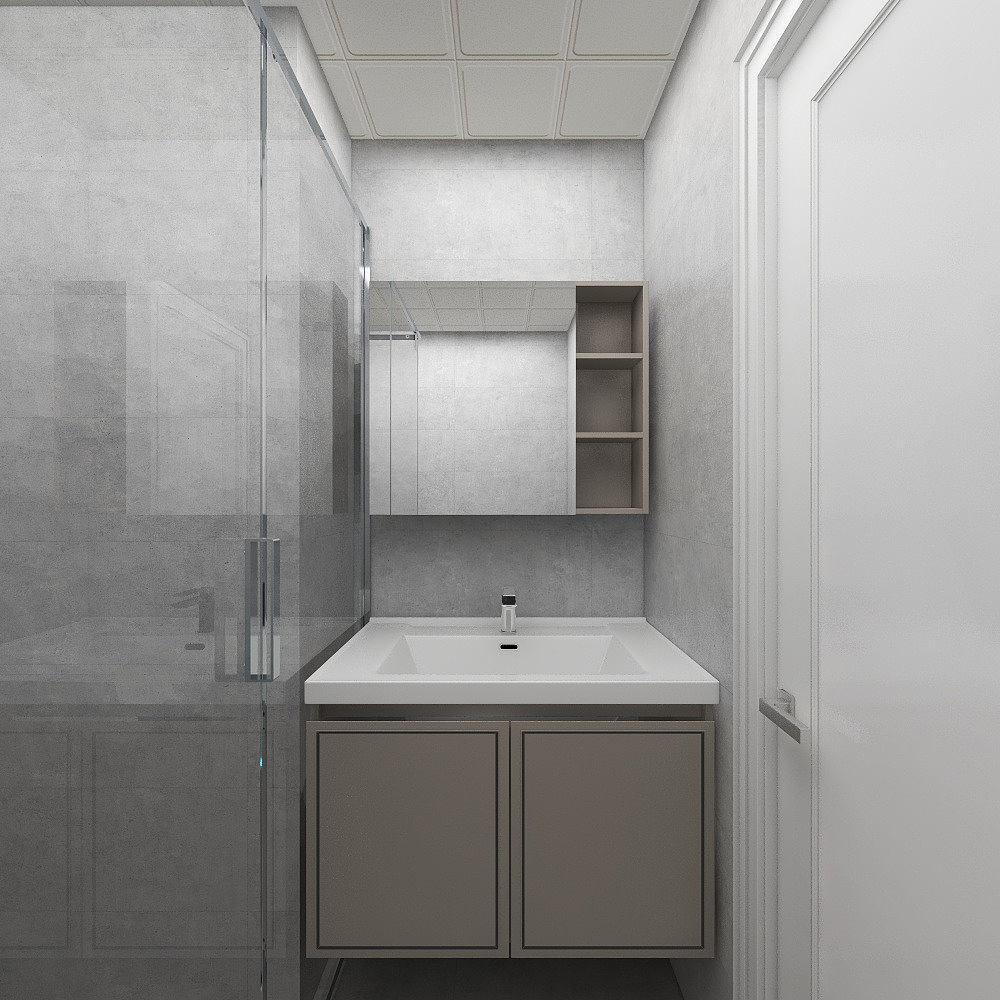 壹诺设计工作室-112㎡4室-现代简约 一层卫生间装修效果图第3张