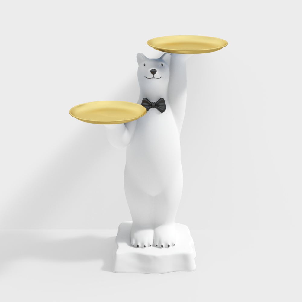 Moderner Beistelltisch White Bear aus Kunstharz mit abgestufter Tablettplatte,